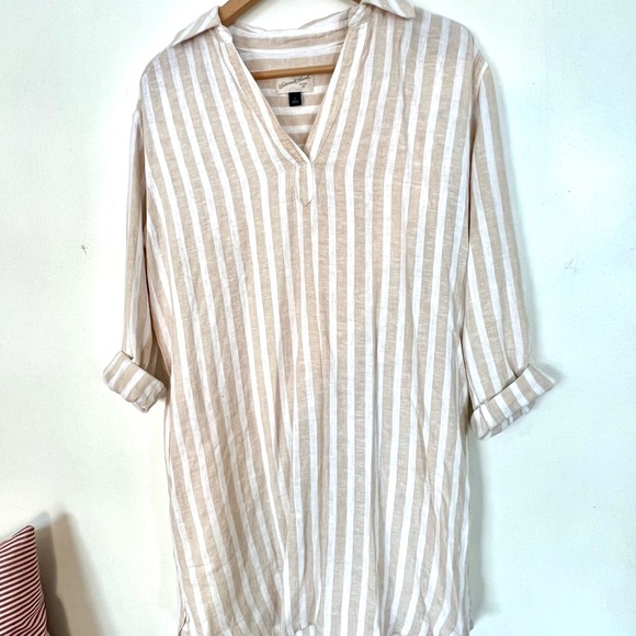 Womans Linen Tunic Dress Size Small- Nancy Meyers Style - Picture 2 of 5